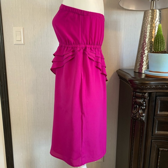 AVON MARK strapless ruffle purple magenta dress - Picture 6 of 11